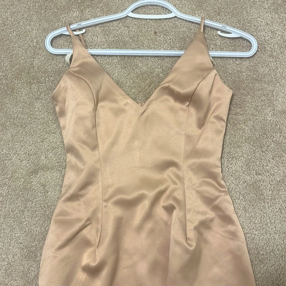 Fashion Nova Satin Cream Dress - Picture 2 of 3